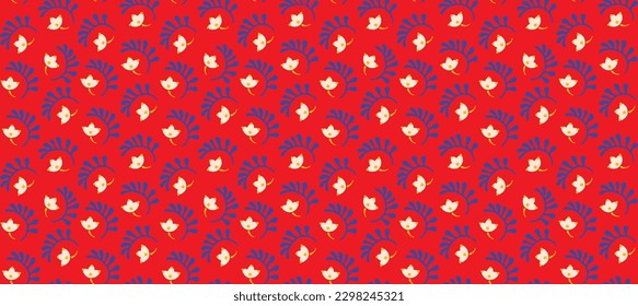 Patrón inmaculado con flores de fantasía, tela repetida étnica y diseño de baldosas, tapicería natural, decoración floral de dibujos curlos. Paisley imprime elementos dibujados a mano. Patrón ucraniano