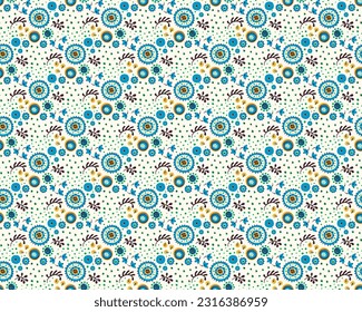 Seamless pattern with fantasy flowers, ethnic rotary repeat fabric and tile design, natural wallpaper, floral decoration curl illustration. Paisley print hand drawn elements.Ukrainian pattern