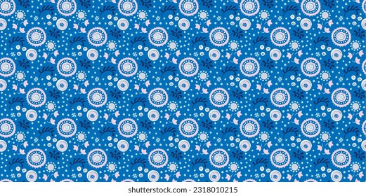 Seamless pattern with fantasy flowers, ethnic rotary repeat fabric and tile design, natural wallpaper, floral decoration curl illustration. Paisley print hand drawn elements.Ukrainian pattern