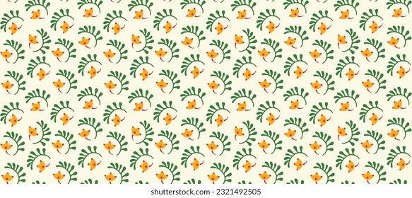 Seamless pattern with fantasy flowers, ethnic rotary repeat fabric and tile design, natural wallpaper, floral decoration curl illustration. Paisley print hand drawn elements.Ukrainian pattern