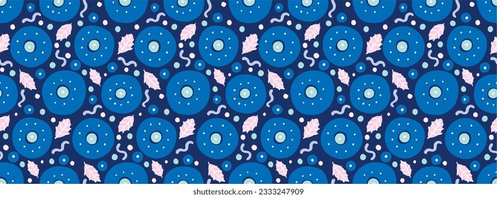 Seamless pattern with fantasy flowers, ethnic rotary repeat fabric and tile design, natural wallpaper, floral decoration curl illustration. Paisley print hand drawn elements. Home decor. Ukrainian pat