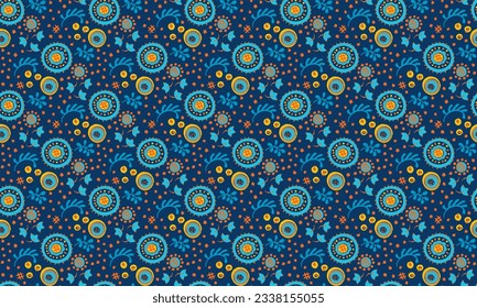 Seamless pattern with fantasy flowers, ethnic rotary repeat fabric and tile design, natural wallpaper, floral decoration curl illustration. Paisley print hand drawn elements.Ukrainian pattern