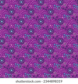 Seamless pattern with fantasy flowers, ethnic rotary repeat fabric and tile design, natural wallpaper, floral decoration curl illustration. Paisley print hand drawn elements.
