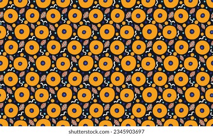 Seamless pattern with fantasy flowers, ethnic rotary repeat fabric and tile design, natural wallpaper, floral decoration curl illustration. Paisley print hand drawn elements. Home decor. Ukrainian pat
