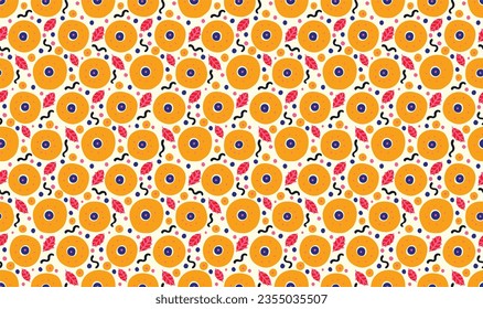 Seamless pattern with fantasy flowers, ethnic rotary repeat fabric and tile design, natural wallpaper, floral decoration curl illustration. Paisley print hand drawn elements. Home decor.