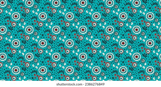 Nahtloses Muster mit Fantasy-Blumen, ethnisch rotierendem, mehrfarbigem Gewebe und Fliesendesign, natürlichen Tapeten, Blumendekoration, kurvenreiche Illustration. Paisley Print handgezeichnet Elemente.Ukrainisches Muster
