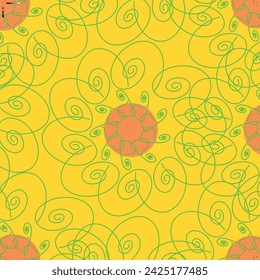 Seamless pattern with fantasy flowers, ethnic rotary repeat fabric and tile design, natural wallpaper, floral decoration curl illustration. Paisley print hand drawn elements.Ukrainian pattern