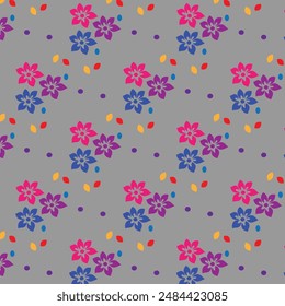 Seamless pattern with fantasy flowers, ethnic rotary repeat fabric and tile design, natural wallpaper, floral decoration curl illustration. Floral ornament. Vector flower