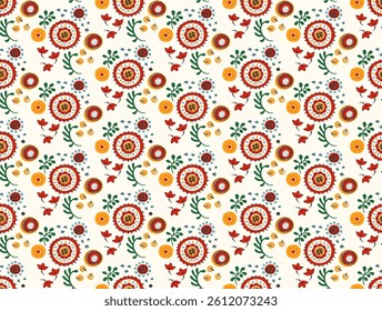 Seamless pattern with fantasy flowers, ethnic rotary repeat fabric and tile design, natural wallpaper, floral decoration curl illustration. Paisley print hand drawn elements. Japandi style