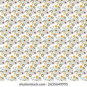 Padrão contínuo com flores de fantasia, tecido de repetição rotativo étnico e design de azulejos, papel de parede natural, decoração floral curl ilustração. Paisley imprimir mão desenhado elementos. Estilo Japandi