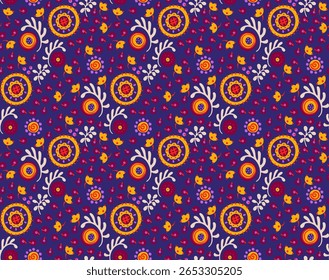 Patrón sin fisuras con flores de fantasía, tela de repetición rotativa étnica y diseño de azulejos, Fondo de pantalla natural, decoración floral rizo ilustración. Elementos dibujados a mano con estampado Paisley. Estilo japonés