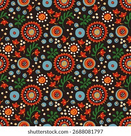 Patrón sin fisuras con flores de fantasía, tela de repetición rotativa étnica y diseño de azulejos, Fondo de pantalla natural, decoración floral rizo ilustración. Elementos dibujados a mano con estampado Paisley. Estilo japonés