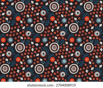 Patrón sin fisuras con flores de fantasía, tela de repetición rotativa étnica y diseño de azulejos, Fondo de pantalla natural, decoración floral rizo ilustración. Elementos dibujados a mano con estampado Paisley. Estilo japonés