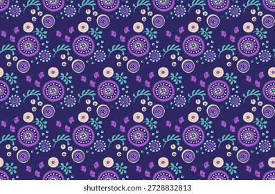 Patrón sin fisuras con flores de fantasía, tela de repetición rotativa étnica y diseño de azulejos, Fondo de pantalla natural, decoración floral rizo ilustración. Elementos dibujados a mano con estampado Paisley. Estilo japonés