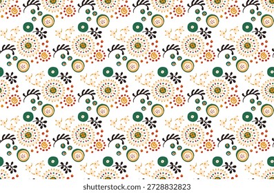 Patrón sin fisuras con flores de fantasía, tela de repetición rotativa étnica y diseño de azulejos, Fondo de pantalla natural, decoración floral rizo ilustración. Elementos dibujados a mano con estampado Paisley. Estilo japonés