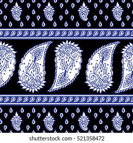Seamless pattern with fantasy flowers, natural wallpaper, floral decoration curl illustration. Paisley print hand drawn elements.