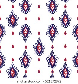 Seamless pattern with fantasy flowers, natural wallpaper, floral decoration curl illustration. Paisley print hand drawn elements.