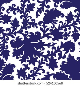 Seamless pattern with fantasy flowers, natural wallpaper, floral decoration curl illustration. Paisley print hand drawn elements.
