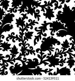 Seamless pattern with fantasy flowers, natural wallpaper, floral decoration curl illustration. Paisley print hand drawn elements.