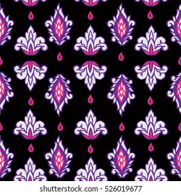 Seamless pattern with fantasy flowers, natural wallpaper, floral decoration curl illustration. Paisley print hand drawn elements.