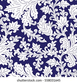 Padrão sem costura com flores de fantasia, papel de parede natural, decoração floral ondulação ilustração. Paisley imprimir elementos desenhados à mão. Impressão em bloco.