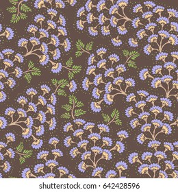 Seamless pattern with fantasy flowers, natural wallpaper, floral decoration curl illustration. Paisley print hand drawn elements. Home decor.