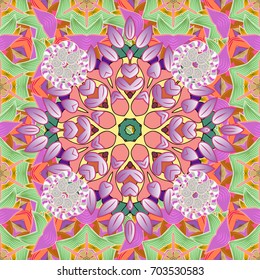 Seamless pattern with fantasy flowers, natural wallpaper, floral decoration curl illustration. Paisley print hand drawn elements. Home decor.