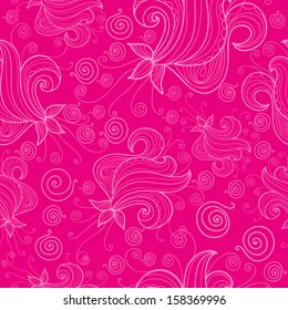 Seamless pattern with fantasy flowers on pink background