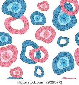 Seamless pattern Fantasy Flowers on white background. Vector.
