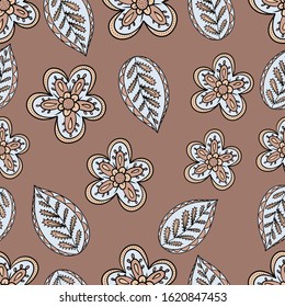 Seamless pattern with fantasy flowers for print, home decor, design. abstract background,warm shades.