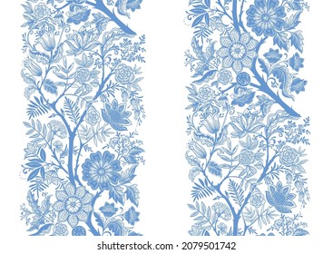 Seamless Pattern. Fantasy flowers in retro, vintage style. Element for design. Vector illustration.