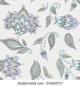Seamless pattern with fantasy flowers. Used for textiles, wallpaper, backgrounds web pages.