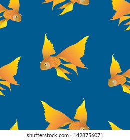 Seamless pattern of fantasy goldfishes