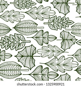 Seamless pattern of the fantasy leaves