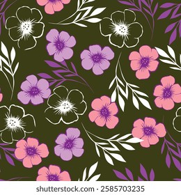 Seamless pattern with fantasy paisley flowers, natural wallpaper, floral decoration curl illustration. Paisley print hand drawn elements.