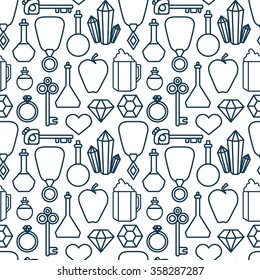Seamless pattern. Fantasy role-playing game icons. Vector illustration.
