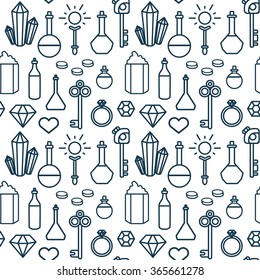Seamless pattern. Fantasy role-playing game icons. Vector illustration.