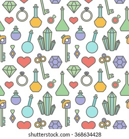 Seamless pattern. Fantasy role-playing game icons. Vector illustration.