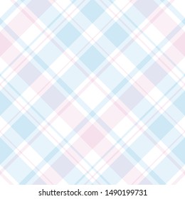 Seamless pattern in fantasy white, light pink and blue colors for plaid, fabric, textile, clothes, tablecloth and other things. Vector image. 2