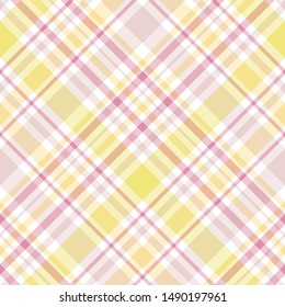 Seamless pattern in fantasy white, pink and yellow colors for plaid, fabric, textile, clothes, tablecloth and other things. Vector image. 2
