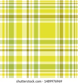 Seamless pattern in fantasy white, yellow and swamp green for plaid, fabric, textile, clothes, tablecloth and other things. Vector image. 