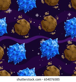 Seamless pattern with fantazy cartoon planet