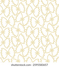 Seamless pattern with farfalle pasta. Cute contour background