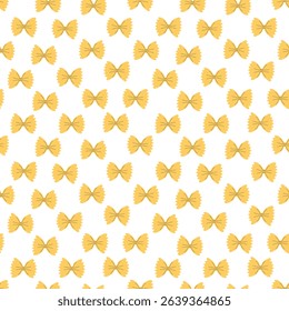 Seamless pattern with farfalle pasta. Minimal italian mediterranean food background. Italian pasta illustration. Fabric textile print. Surface cover design.