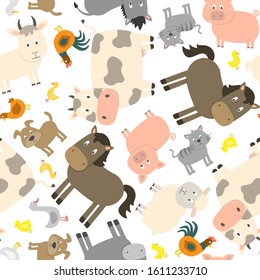 Seamless pattern with farm animals.