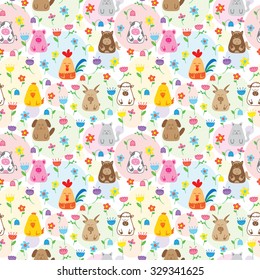 seamless pattern with farm animals