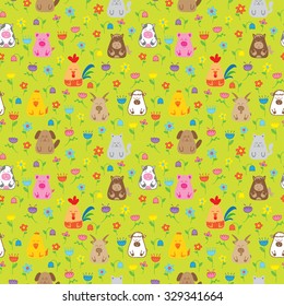 seamless pattern with farm animals