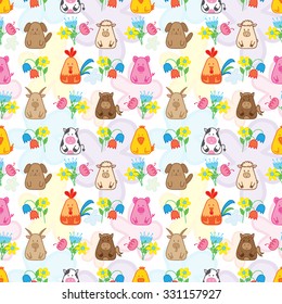 seamless pattern with farm animals