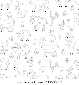 Seamless pattern of farm animals