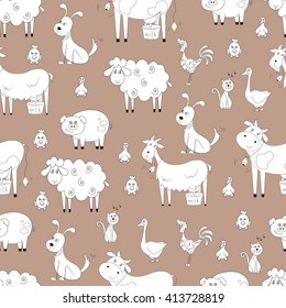 Seamless pattern of farm animals